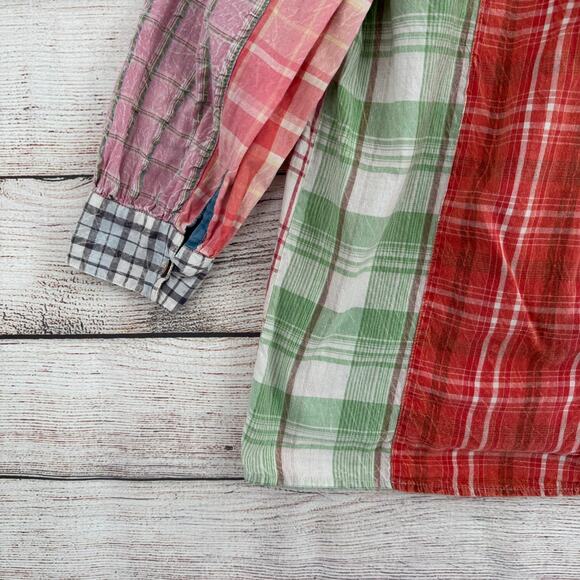 Sacred Threads Patchwork Pleated Blouse Womens Large Purple Pink White - Picture 7 of 11